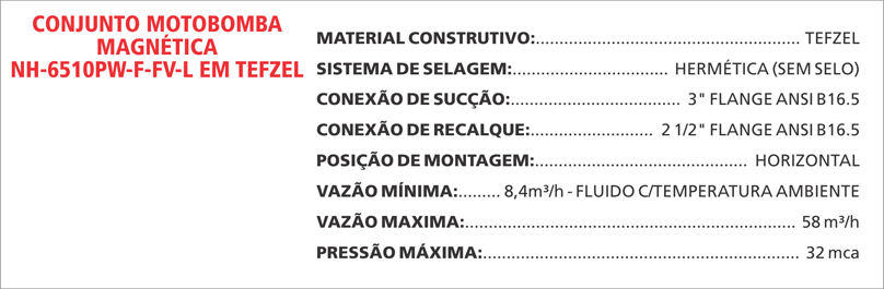 BombaMagneticaNH6510PWFFVL Maximize a seguran&ccedil;a e a efici&ecirc;ncia com as bombas magn&eacute;ticas Maxmag da Bomax. Ideal para l&iacute;quidos corrosivos ou perigosos.