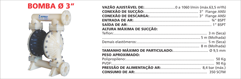 BombaPneumatica3PP As bombas pneum&aacute;ticas Maxpneumatic da Bomax oferecem desempenho superior e confiabilidade em qualquer aplica&ccedil;&atilde;o industrial. Saiba mais.